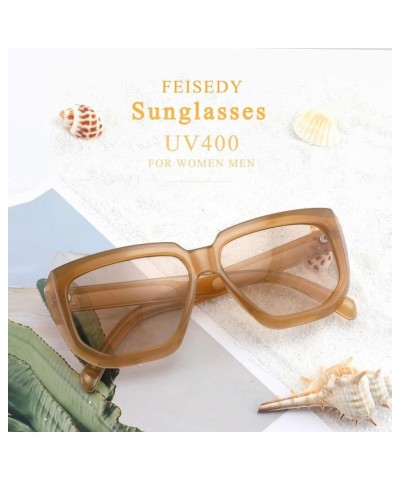 Women Retro Square Sunglasses Trendy Shield Flat Top Shades B2717 Champagne $11.39 Shield