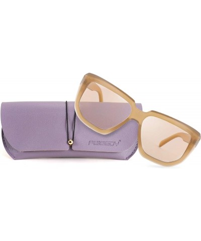 Women Retro Square Sunglasses Trendy Shield Flat Top Shades B2717 Champagne $11.39 Shield