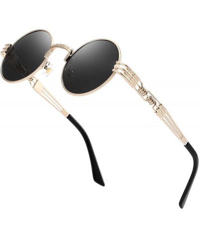 Round Polarized Steampunk Sunglasses Men, Circle Metal Frame, Hippie Shades 8010-gold $7.50 Round