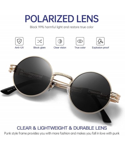 Round Polarized Steampunk Sunglasses Men, Circle Metal Frame, Hippie Shades 8010-gold $7.50 Round