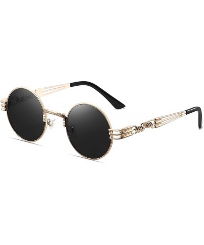 Round Polarized Steampunk Sunglasses Men, Circle Metal Frame, Hippie Shades 8010-gold $7.50 Round