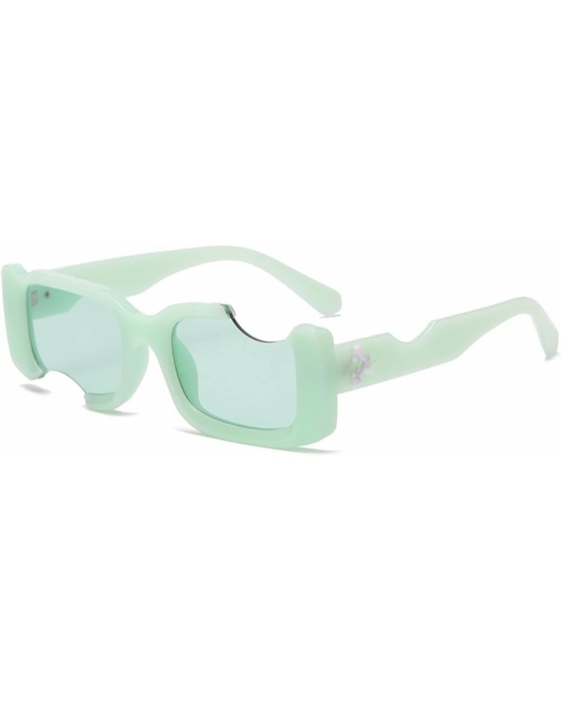 Retro Square Sunglasses for Women Men Trendy Personalized Eyeglass Gap UV400 Sunglasses AM023 Green/Green $6.75 Square