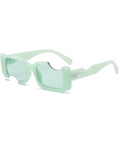 Retro Square Sunglasses for Women Men Trendy Personalized Eyeglass Gap UV400 Sunglasses AM023 Green/Green $6.75 Square