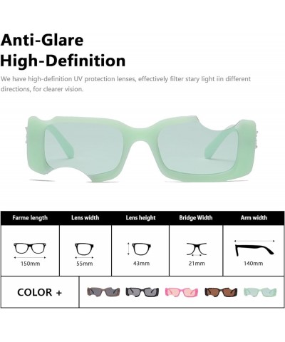 Retro Square Sunglasses for Women Men Trendy Personalized Eyeglass Gap UV400 Sunglasses AM023 Green/Green $6.75 Square