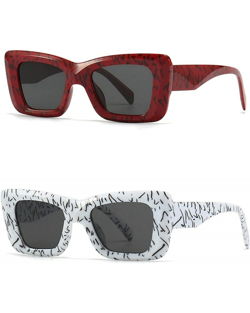 Retro Cat Eye Sunglasses Women Fashion Gradient UV400 Men Sun Glasses 2pcs Red&white $9.18 Cat Eye