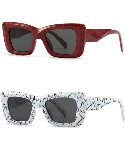 Retro Cat Eye Sunglasses Women Fashion Gradient UV400 Men Sun Glasses 2pcs Red&white $9.18 Cat Eye