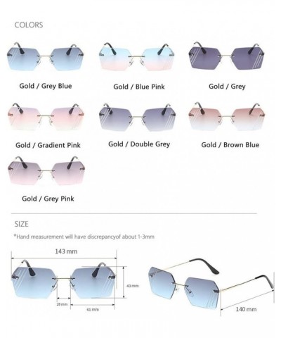 Women Rimless Oversized Irregular Sunglasses Trendy Square Diamond Cutting Lens Ladies Fashion Sun Glasses gray&pink $10.24 O...