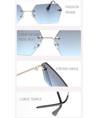 Women Rimless Oversized Irregular Sunglasses Trendy Square Diamond Cutting Lens Ladies Fashion Sun Glasses gray&pink $10.24 O...