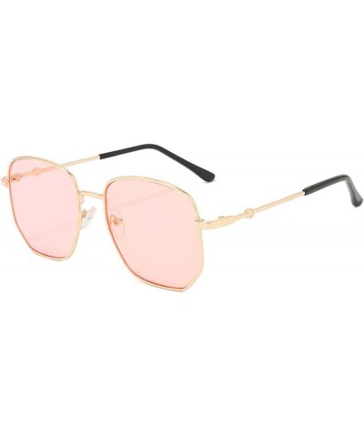 Polygonal Metal Large Frame Women's Sunglasses, Outdoor Holiday Sunshade Glasses (Color : E, Size : Medium) Medium B $20.29 D...