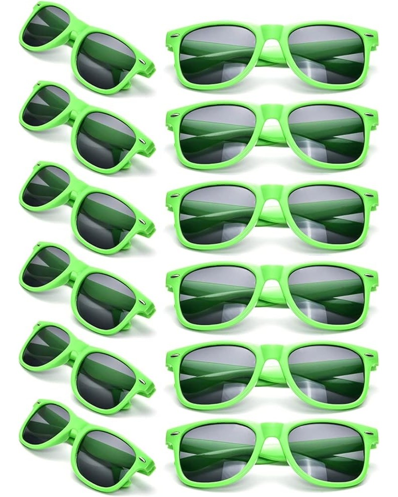 12 Pack Neon Colors Sunglasses Classic Retro Party Favors Sunglasses for Unisex Adult Green $10.12 Wayfarer