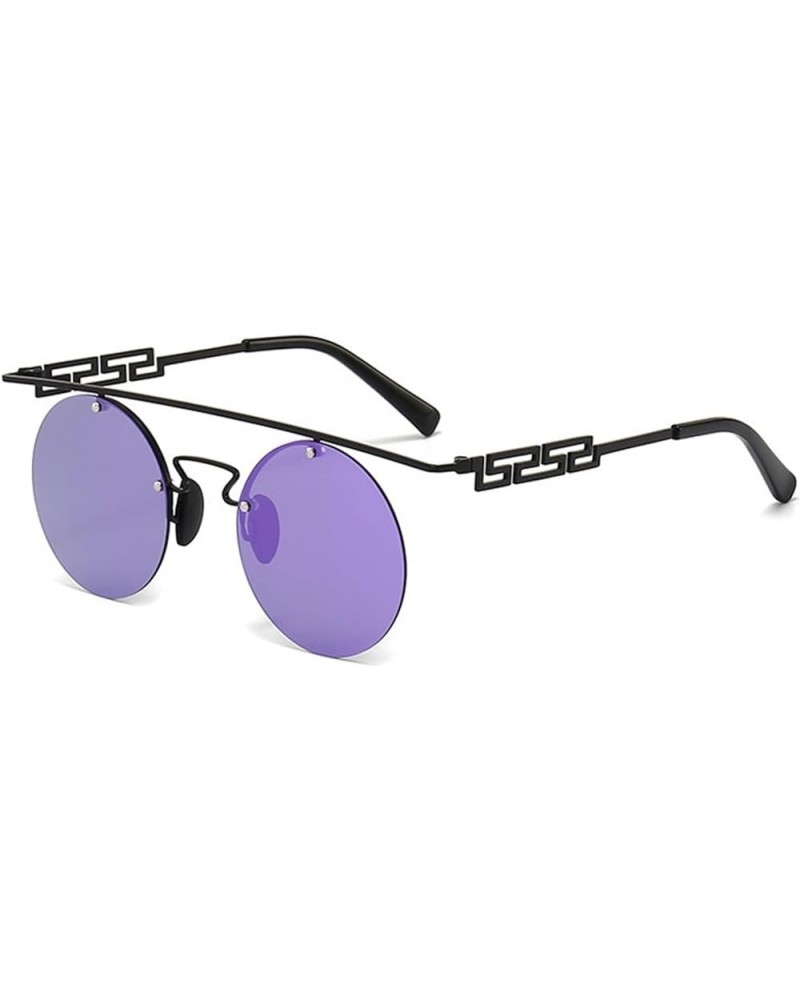 Metal Round Men's and Women's Sunglasses Outdoor Vacation Sunshade Beach Decoration (Color : E, Size : Medium) Medium H $14.5...