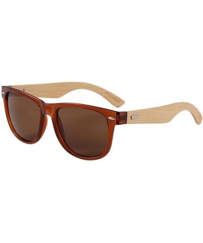 Workmanship UV400 Sunglasses with Wooden Temples Retro Sunglasses Unisex Large Sunglasses Lenses for Women Men Brown $14.57 Oval