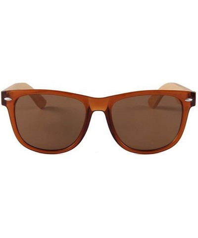 Workmanship UV400 Sunglasses with Wooden Temples Retro Sunglasses Unisex Large Sunglasses Lenses for Women Men Brown $14.57 Oval