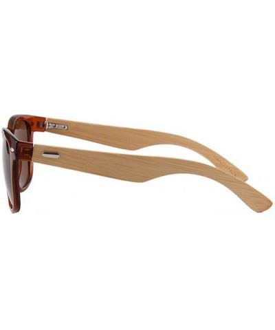 Workmanship UV400 Sunglasses with Wooden Temples Retro Sunglasses Unisex Large Sunglasses Lenses for Women Men Brown $14.57 Oval