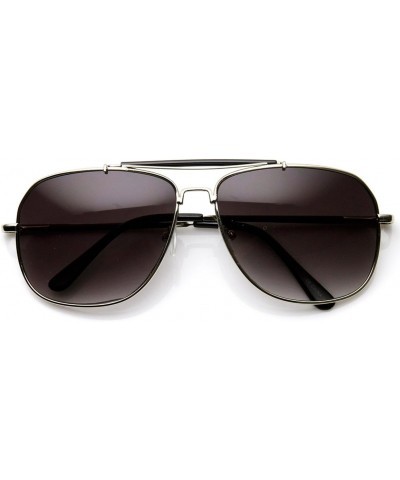 Classic Square Full Metal Frame Crossbar Aviator Sunglasses (Silver-Black Lavender) $8.00 Aviator