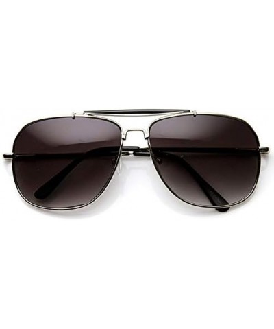 Classic Square Full Metal Frame Crossbar Aviator Sunglasses (Silver-Black Lavender) $8.00 Aviator