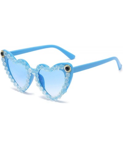 Love Heart Shaped Sunglasses for Women Flower Decoration Female Rhinestone Sunglasses Trendy Cat Eye Party Glasses 3pcs-purpl...