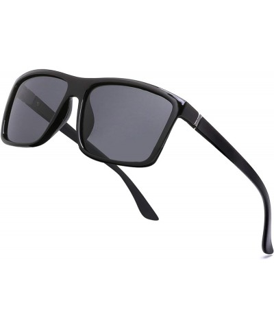 Men's Sports Polarized Sunglasses Square Frame Glasses NP1007 A20 Glossyblack Frame/Grey Lens $9.85 Square