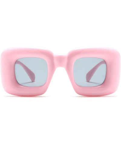 Retro Square Candy Color Sunglasses Trendy Punk Women Men Thick Frame Sunglasses Unique Big Sun Glasses UV400 Pink $5.39 Square