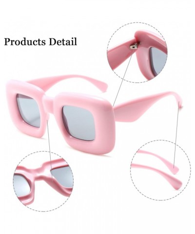 Retro Square Candy Color Sunglasses Trendy Punk Women Men Thick Frame Sunglasses Unique Big Sun Glasses UV400 Pink $5.39 Square