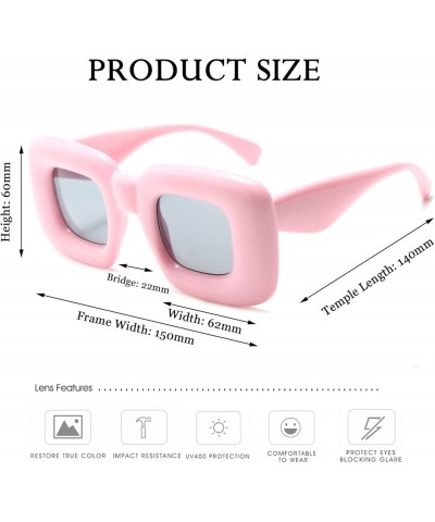 Retro Square Candy Color Sunglasses Trendy Punk Women Men Thick Frame Sunglasses Unique Big Sun Glasses UV400 Pink $5.39 Square