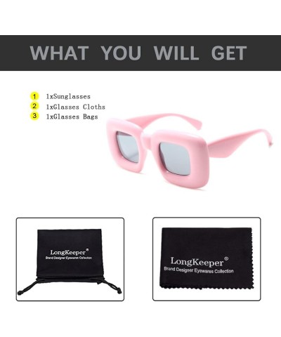 Retro Square Candy Color Sunglasses Trendy Punk Women Men Thick Frame Sunglasses Unique Big Sun Glasses UV400 Pink $5.39 Square