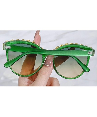 Cat Eye Crystal Rhinestone Sunglasses for Women Sparkling rave Party Eyewear Female Trendy bling Diamond Sunglasses Green $14...