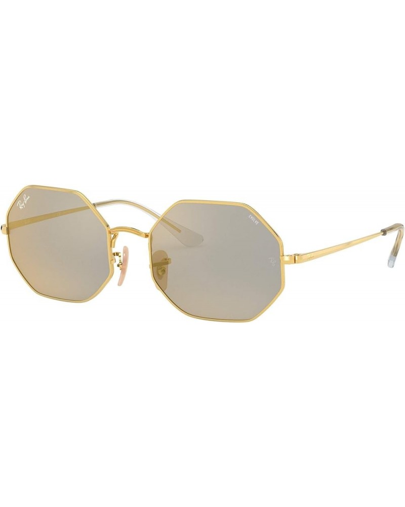 Rb1972 Octagon Evolve Photochromic Sunglasses Gold/Photochromic Dark Grey Mirrored Gold $43.34 Octagonal