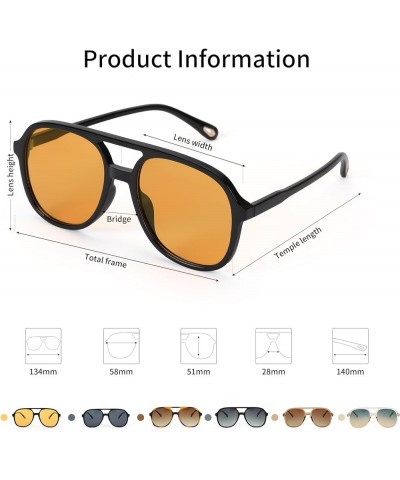 Classic Retro Square Polarized Aviator Trendy Sunglasses for Women and Men Schwarzer Rahmen Dunkelgelb $10.02 Aviator