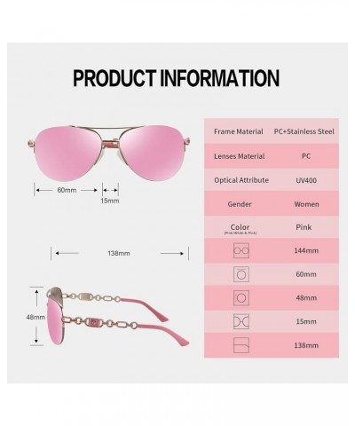 Aviator Sunglasses for Women Men Metal Frame UV400 Mirrored Sunglasses Pink/White＆pink $11.00 Aviator