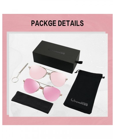 Aviator Sunglasses for Women Men Metal Frame UV400 Mirrored Sunglasses Pink/White＆pink $11.00 Aviator