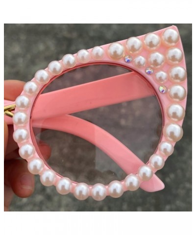 Oversized Cute Round Pearl Sunglasses Women 2023 Luxury bling Designer Diamond Party Sun Glasses Shades Pink $11.19 Oversized