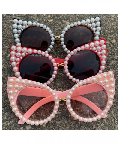 Oversized Cute Round Pearl Sunglasses Women 2023 Luxury bling Designer Diamond Party Sun Glasses Shades Pink $11.19 Oversized