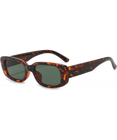 Small Rectangle Sunglasses Women UV 400 Retro Square Driving Glasses Leopard Green $7.40 Aviator