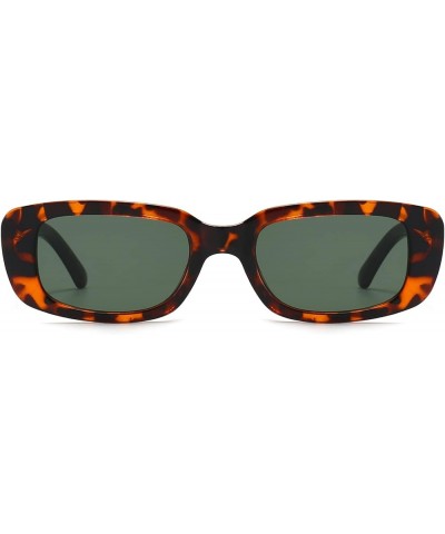 Small Rectangle Sunglasses Women UV 400 Retro Square Driving Glasses Leopard Green $7.40 Aviator