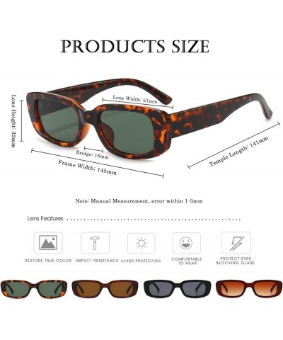 Small Rectangle Sunglasses Women UV 400 Retro Square Driving Glasses Leopard Green $7.40 Aviator