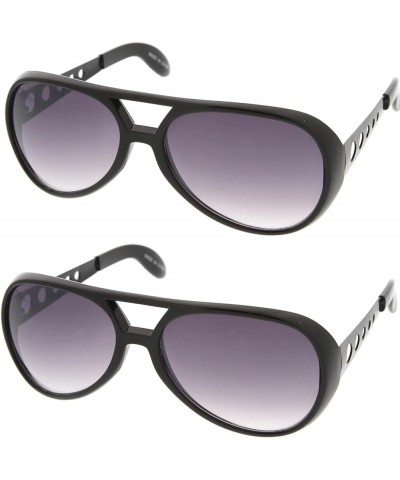 Large Elvis King Of Rock & Roll Aviator Sunglasses 63mm Z03 | Black / Lavender (2-pack) $15.19 Square