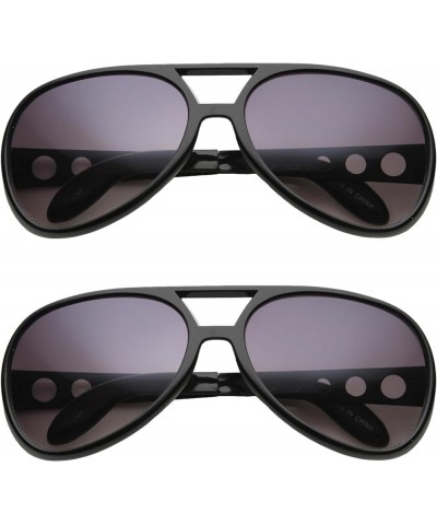 Large Elvis King Of Rock & Roll Aviator Sunglasses 63mm Z03 | Black / Lavender (2-pack) $15.19 Square