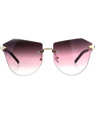 Rimless Fashion Sunglasses Womens Designer Style Shades Gold UV 400 Gold pink smoke $9.49 Rimless