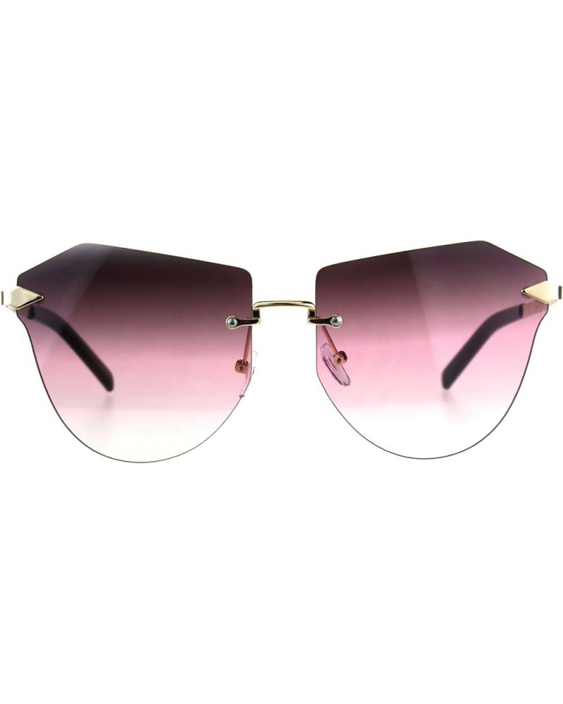 Rimless Fashion Sunglasses Womens Designer Style Shades Gold UV 400 Gold pink smoke $9.49 Rimless