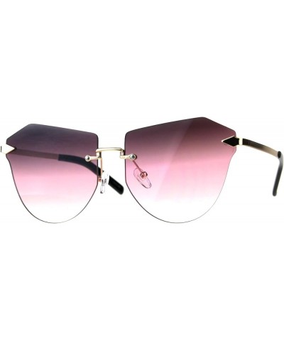 Rimless Fashion Sunglasses Womens Designer Style Shades Gold UV 400 Gold pink smoke $9.49 Rimless