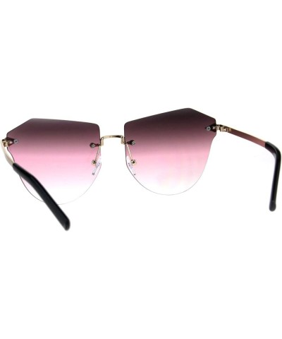 Rimless Fashion Sunglasses Womens Designer Style Shades Gold UV 400 Gold pink smoke $9.49 Rimless