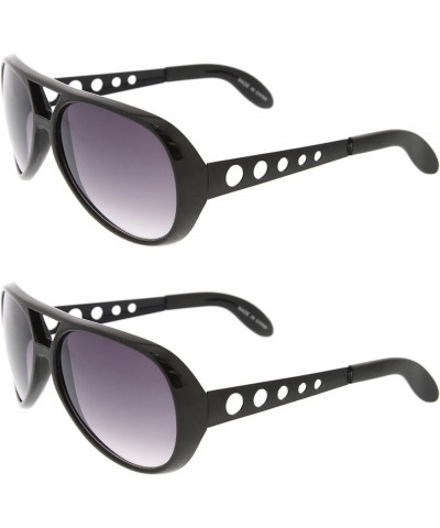 Large Elvis King Of Rock & Roll Aviator Sunglasses 63mm Z03 | Black / Lavender (2-pack) $15.19 Square