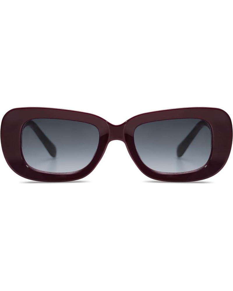 Thick Rectangular Sunglasses Womens Mens Concave Chunky Frame Trendy Retro Vintage 90's Shades Sunnies SJ2249 Burgundy $9.27 ...