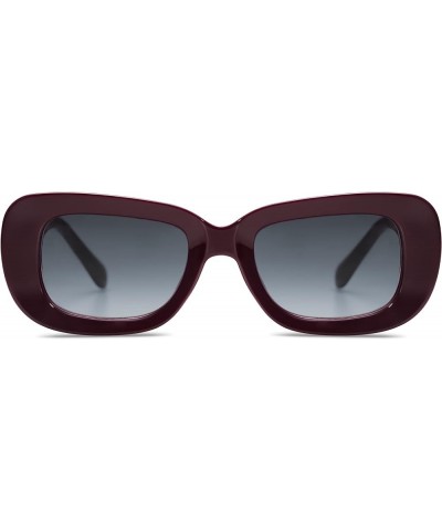 Thick Rectangular Sunglasses Womens Mens Concave Chunky Frame Trendy Retro Vintage 90's Shades Sunnies SJ2249 Burgundy $9.27 ...