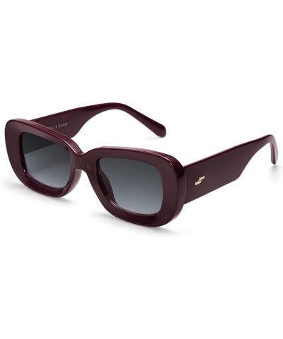 Thick Rectangular Sunglasses Womens Mens Concave Chunky Frame Trendy Retro Vintage 90's Shades Sunnies SJ2249 Burgundy $9.27 ...