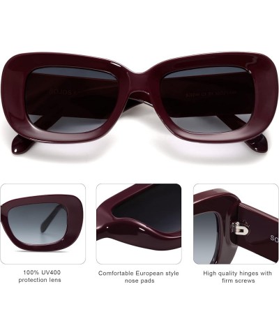 Thick Rectangular Sunglasses Womens Mens Concave Chunky Frame Trendy Retro Vintage 90's Shades Sunnies SJ2249 Burgundy $9.27 ...