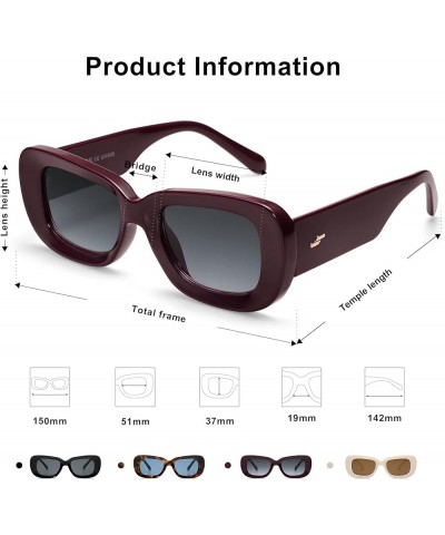 Thick Rectangular Sunglasses Womens Mens Concave Chunky Frame Trendy Retro Vintage 90's Shades Sunnies SJ2249 Burgundy $9.27 ...