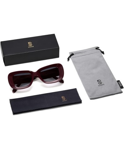 Thick Rectangular Sunglasses Womens Mens Concave Chunky Frame Trendy Retro Vintage 90's Shades Sunnies SJ2249 Burgundy $9.27 ...