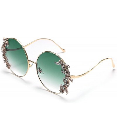 Sparkling Crystal Sunglasses Women Luxury Rhinestone Round Sun glasses Ladies Bling Diamond Party Sunglasses Green $9.68 Round